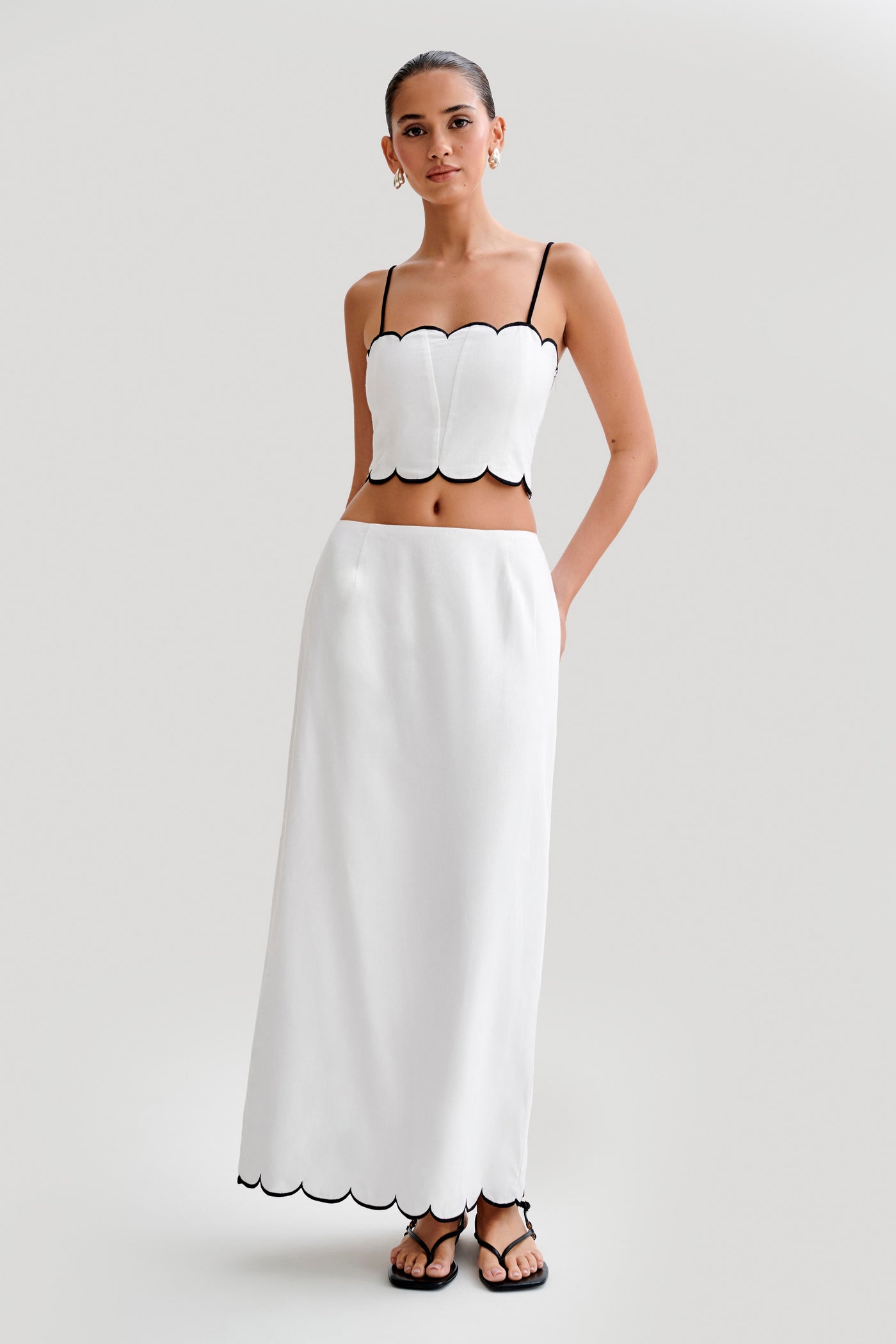Alessio Scalloped Midi Skirt