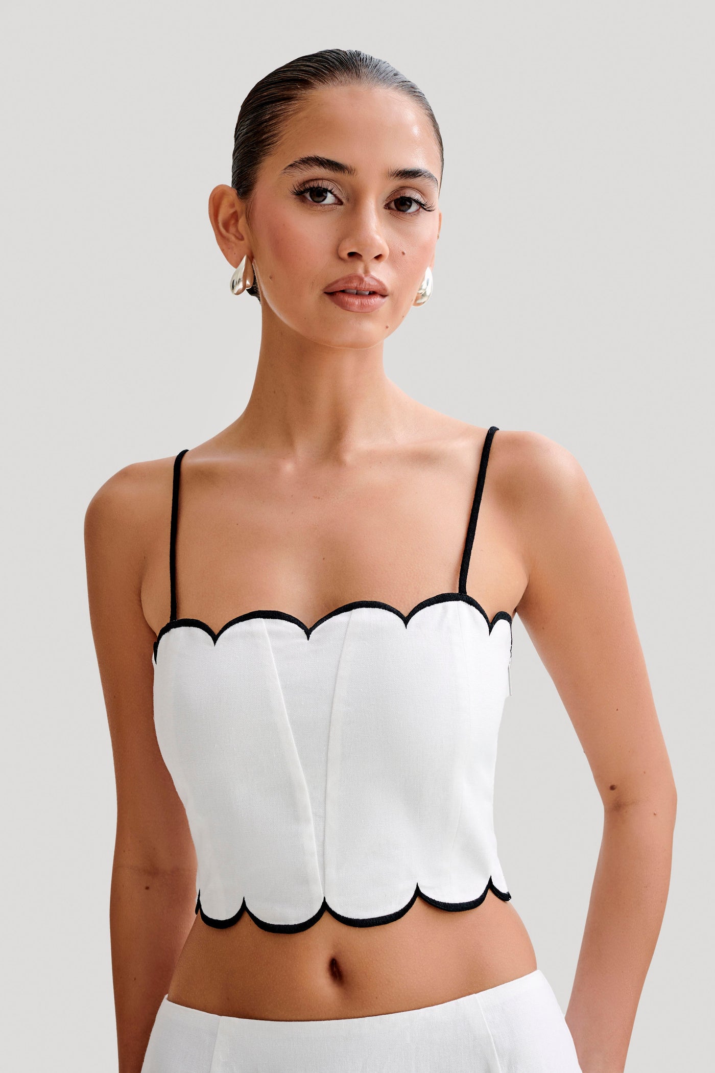 Alessio Scalloped Linen Top