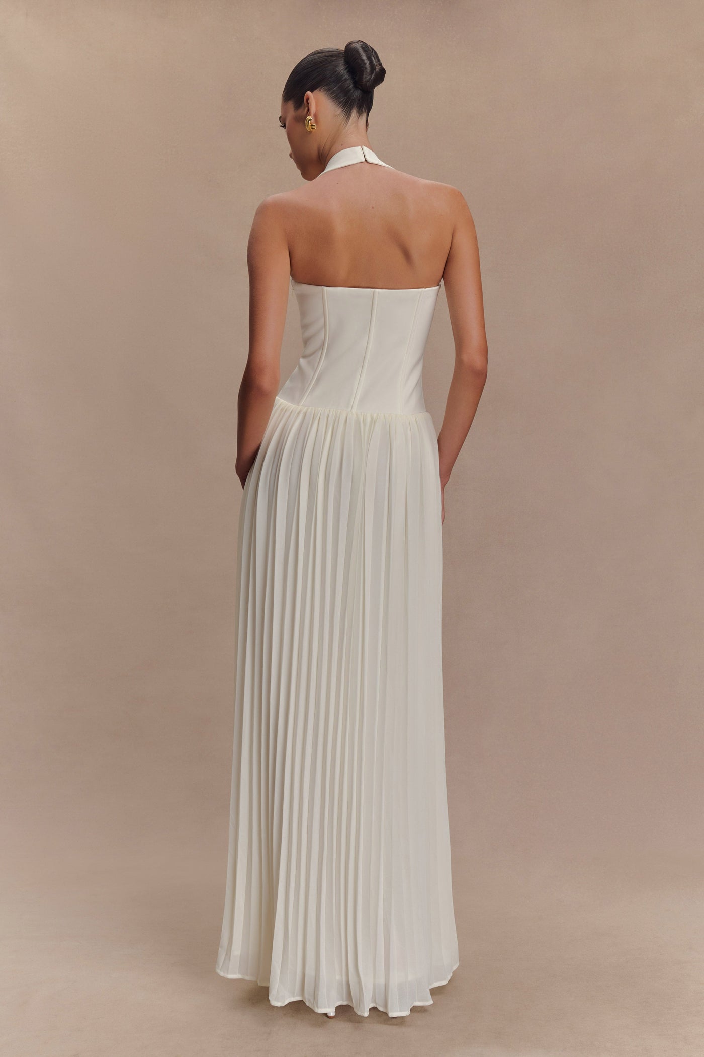 Stacie Pleated Halter Dress