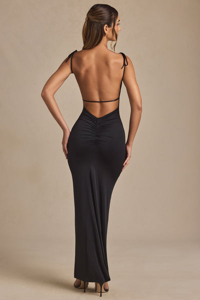 Ruched Backless Maxi Dress