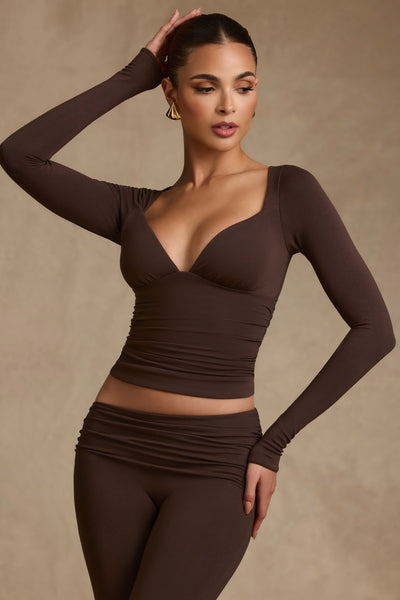Modal Ruched Long-Sleeve Top